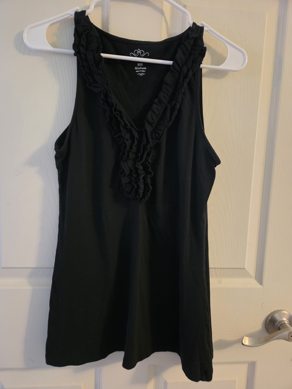 Old Navy Black Ruffle V-Neck Tank Top